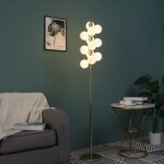 Lampadaire moderne dor  sphres en verre blanc - ambrosia