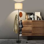 Lampadaire moderne avec porte - manteau - swamee - 43x33x19 cm - abat - jour en lin - interrupteur p�dale ...