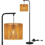 Lampadaire - nettlife - arc r�tro - rotin noir - culot e27 - hauteur 164 cm