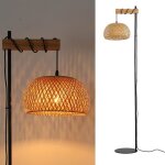 Lampadaire en osier naturel - swamee - 157 cm - style boh�me moderne - interrupteur au pied - base ultra ...
