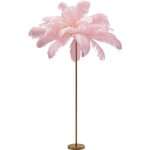 Lampadaire - kare - plumes 165cm - rose - métal doré - e27 Lampadaire - kare - plumes 165cm - rose - métal doré - e27