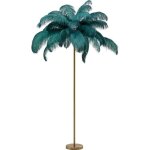 Lampadaire - kare - plumes 165cm - vert - métal doré - e27 Lampadaire - kare - plumes 165cm - vert - métal doré - e27