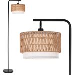 Lampadaire en rotin boh�me - zgeer - abat - jour double couche - interrupteur au pied - montage facile ...