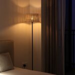 Lampadaire ?serena? bambou naturel tress� main avec interrupteur c�ble et douille e27 pour salon et chambre ...