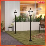 Lampadaire solaire ext�rieur - akozon - 8395 - lot de 2 - led 6000k - hauteur r�glable