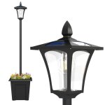 Lampadaire solaire ext�rieur - outsunny - lumi�re led �tanche - avec jardini�re pour plantes - aluminium ...