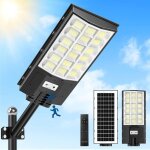 Lampadaire solaire ext�rieur - zgeer - 600w - 360 led - capteur de mouvement - t�l�commande - ip65 �tanche ...