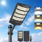 Lampadaire solaire ext�rieur - zgeer - projecteur puissant - 6500k blanc et 3000k chaud - t�l�commande ...