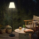 Lampadaire solaire led ext�rieur rgb et blanc chaud intensit� variable capteur de lumi�re recharge usb ...