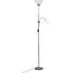 Spari led lampadaire 2l avec liseuse argent / blanc e27 + e14