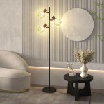 Lampadaire sur pied - akozon - 10286 - 3 spots orientables - culot e27 - noir