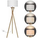 Lampadaire sur pied bois scandinave tr�pied avec abat - jour blanc led e27 9w 3000 / 4000 / 6500k salon ...