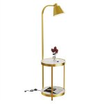 Lampadaire sur pied - lampe sur pied or avec table dappoint moderne - 3 temp�ratures de couleur 90�rotative ...