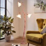 Lampadaire sur pied moderne - swamee - col de cygne - 3 t�tes fleurs - dimmable - 170 cm - rose - led ...