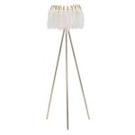 Lampadaire imitation plume stand 147cm or & blanc