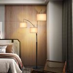 Lampadaire sur pied salon 2m avec 3 abat - jours variateur e27 base lampadaire  intensit variable noir ...