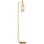 Lampadaire sur pied salon - homcom - 152 cm - avec abat - jour en verre interrupteur � pied - ampoules ...