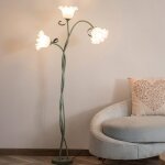 Lampadaire sur pied - zgeer - 170 cm - 3 fleurs - dimmable - vert - art d�co - led 15w - abat - jour ...