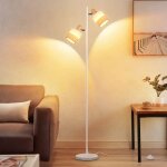 Lampadaire vintage en bois nettlife avec 2 douilles e14 et interrupteur au pied