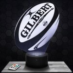 Lampe 3d - ballon gilbert - accessoire objet cadeau rugby - veilleuse led tactile avec socle au choix ...