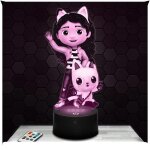 Lampe 3d - gabby et la maison magique - jouet figurine cadeau gabby chats - veilleuse led tactile avec ...