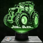 Lampe 3d tracteur john deere - jouet miniature cadeau tracteur john deere - veilleuse led tactile avec ...