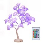 Lampe arbre rose led 16 modes + t�l�commande - usb / piles - d�cor chambre filles qiedoviey