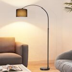 Lampe arc sur pied - nettlife - lampe arc sur pied moderne - abat - jour tissu marron - structure m�tal ...