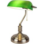 Lampe de banquier verte - lampe de bureau vintage de chevet r�tro culot e27 - opaline en verre 38 cm ...