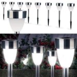 Lampe borne solaire led x8 forme tulipe blanche a099 Lampe borne solaire led x8 forme tulipe blanche a099