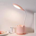 Lampe de bureau enfant - lecoo - sans fil - rose - rechargeable usb - 1 ampoule
