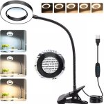 Lampe de bureau lampe de lecture avec 3 modes et 10 niveaux de gradation lampe loupe avec pince pour ...