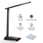 Lampe de bureau led 42 led lampe de chevet tactile flexible 5v adaptateur chargeur 3 modes de couleur ...