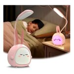 Lampe de bureau led - rose - rechargeable usb - 3w - design mignon pour enfant