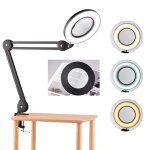 Lampe de bureau loupe led 5x avec pince bras pivotant en mtal rglable 10 luminosit  intensit variable ...