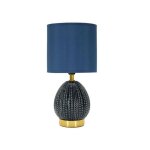 Lampe  poser en cramique et mtal flavi 15 x 30. 5 cm bleu