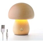 Lampe champignon en bois lampe de chevet portable � intensit� variable rechargeableavec usb veilleuse ...