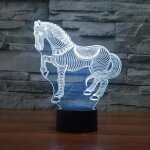 Lampe de bureau - cheval 3d - led - 7 couleurs - rechargeable usb - enfant