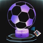 Lampe de chevet 3d led ballon football - personnalisable - 16 couleurs - t�l�commande incluse
