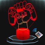 Lampe de chevet 3d led jeux vid�os manette veilleuse changement de couleurs lampe tactile bureau et chambre ...