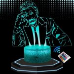 Lampe de chevet 3d led - johnny hallyday - veilleuse tactile - 16 couleurs - t�l�commande - design contemporai ...