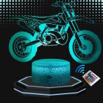 Lampe de chevet 3d led moto cross veilleuse changement de couleurs lampe tactile bureau et chambre ado ...