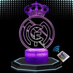 Lampe de chevet 3d led real madrid football veilleuse changement de couleurs lampe tactile bureau et ...