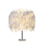 Lampe de chevet - autrement - vintage - plume artificielle - acier inoxydable - e27 Lampe de chevet - autrement - vintage - plume artificielle - acier inoxydable - e27