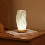Lampe de chevet avec base en bois lampe de chevet  intensit variable 12 voies avec abat - jour en pla ...