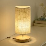 Lampe de chevet en bois rond vintage avec abat - jour beige et lampe de bureau e27 led style maison de ... Lampe de chevet en bois rond vintage avec abat - jour beige et lampe de bureau e27 led style maison de ...