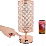 Lampe de chevet cristal lampe de table tactile dimmable avec 2 ports charge usb mode cr�atif lampe de ...