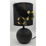 Lampe de chevet - fleur noir or - coton - céramique - 60w - design contemporain Lampe de chevet - fleur noir or - coton - céramique - 60w - design contemporain