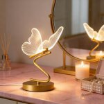 Lampe de chevet led - moderne - lot de 2 - base dor�e - lumi�re chaude