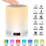 Lampe de chevet led touch portable avec enceinte bluetooth rveil horloge fm lecture de mp3 support tf ...